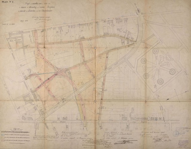 [i]Plan général d’alignement et d’expropriation par zones[/i] van de Berkendaalwijk, vastgelegd bij K.B. van 12.07.1902 (ir. D. Van Ouwenhuysen), GAV/OW dossier 12 (Brugmannwijk).