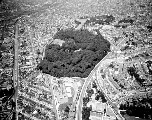 Le parc Duden, photo aérienne prise de la partie nord du parc, 1960, © Hemelsbrussel Bruciel.
