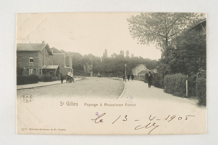 Vue sur les maisons d'ouvriers vers l'actuelle avenue  Gabriel Fauré, sd (ca.1900) (coll. Belfius Banque © ARB-SPRB).