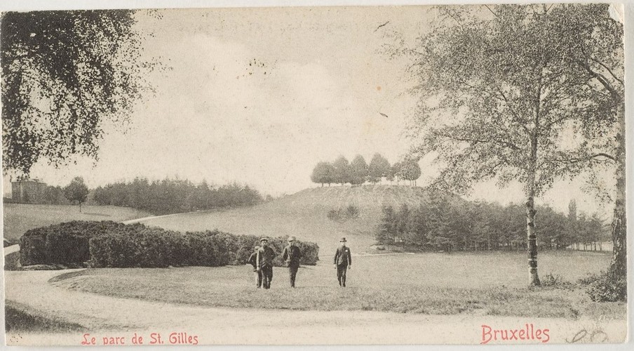 Het park van Vorst, zicht op de grote centrale heuvel, sd (ca.1910) (Verzameling Belfius Bank © ARB-GOB).