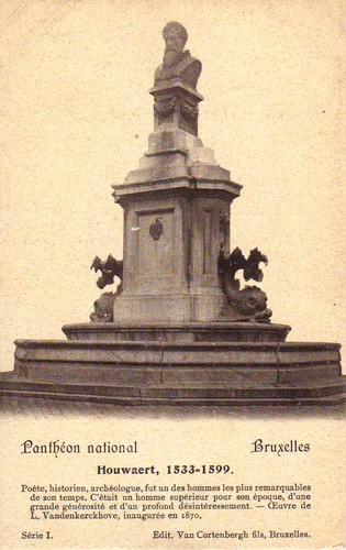 Monument commémoratif pour le poète Jehan-Baptista Houwaert, par le sculpteur Louis Van Den Kerckhove (Collection cartes postales Dexia Banque, s.d.).