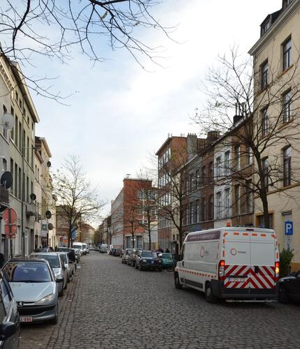 Rue des Mégissiers, vue depuis la rue Heyvaert, (© ARCHistory, 2018)