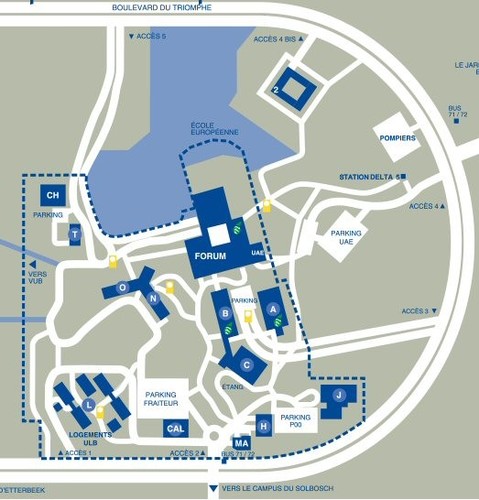ULB, Campus Oefenplein, plan, www.ulb.ac.be.