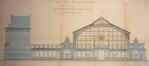 Ontwerp van de nieuwe gevels voor de grote hallen van het Jubelpark, Gédéon Bordiau, 1899, niet uitgevoerd, opstand in de richting van de esplanade (Verzameling AAM)