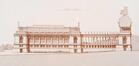 Projet pour le pavillon nord, conçu par Gédéon Bordiau pour l’Exposition nationale de 1880, élévation sud, L’Émulation, 1881, pl. 5