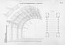 Opengewerkt perspectief van het skelet en plan van de paviljoenen ontworpen door Gédéon Bordiau in 1879, VIERENDEEL, A., La construction architecturale en fonte, fer, acier, éd. Lyon Claesen, s.d., pl. 60, AVB/FI