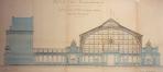 Ontwerp van de nieuwe gevels voor de grote hallen van het Jubelpark, Gédéon Bordiau, 1899, niet uitgevoerd, opstand in de richting van de esplanade (Verzameling AAM)