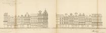 Restauratie gevels Heuvelstraat; huidige toestand Heuvelstraat 2 tot 16; 17 tot 5 (opgetekend F. Malfait), © AOE, B1357L, 1916