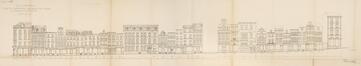 Projet de restauration, état actuel, rue des Eperonniers 2 à 38, 40 à 60 (relevé de F. Malfait), © AOE, B1365L, 1917