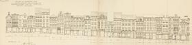 Projet de restauration des façades situées N, état actuel, rue de l'Escalier, 57 à 1 (relevé de F. Malfait), © AOE, B1376L, 1919