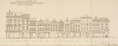 Projet de restauration des façades des maisons, état actuel, rue Marché aux Charbons, 23 à 1 (relevé de F. Malfait), © AOE, B1377M, 1919