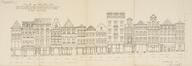 Projet de restauration des façades des maisons, état actuel, place de la vieille Halle aux blés, 50 à 33 (relevé de F. Malfait), © AOE, B1374M, 1919