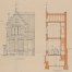 Rue Fulton 12 (démoli), le pavillon du jardinier, architecte H. Jacobs, élévation et coupe, AVB/TP 1337 (1908)