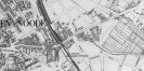 La chaussée de Louvain, encore enjambée par la voie de chemin de fer, détail du plan Bruxelles et ses environs, réalisé par l’Institut cartographique militaire en 1881, © Bibliothèque royale de Belgique, Bruxelles, Section Cartes et Plans