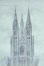 Projet non exécuté de basilique, dessiné par le frère Marès-Joseph pour le square Marguerite, façade occidentale (Bulletin des Métiers d’Art, 1903-1904, p. 312)