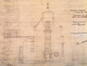 Maison-atelier du peintre Fernand KHNOPFF. Le pignon était orné du monogramme trilobé de l'artiste et surmonté d'une statuette d'Aphrodite. Élévation, architecte Édouard PELSENEER, AVB/TP 9666 (1900)