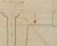 Tracé de l'avenue Legrand entrecroisant le tracé projeté du boulevard périphérique. Ce deuxième tracé, partant de biais de la place semi-circulaire, fut abandonné, AVB/TP 5392 (1871)
