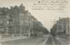 Avenue de la Couronne, à hauteur du viaduc, vue vers les nos 44 (démoli) et 27, après 1902 , (Collection Dexia Banque).