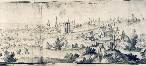 Vue générale de la ville et des remparts à la période espagnole entre les Portes de Hal et de Namur, 1612, gravure de Remigio Cantagallina, tirée de l’Album du Vieux Bruxelles (AVB)